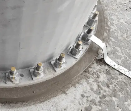 Bolts all lined up as per design and earthing reinstalled