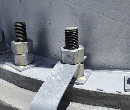 Earthing bar and bolts installed to standard